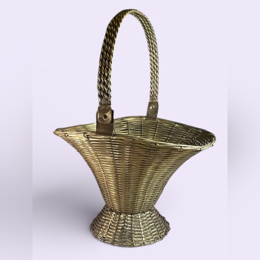 Vintage Brass Wire Basket | Boho Easter Decor | Eclectic Unique Home Accessory